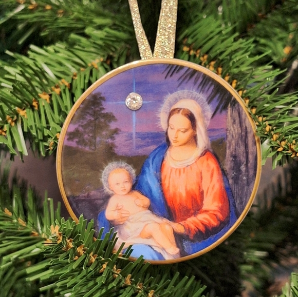 Vintage 1998 Avon Star Of Bethlehem Nativity Porcelain Ornament W/ 24K Trim - Picture 6 of 7